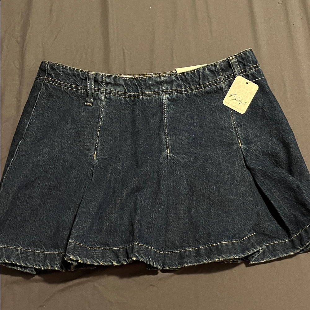 Free People Dark Blue Denim Mini Skirt